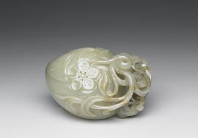 图片[3]-Jade water holder in the shape of a peach and with flower-and-bird pattern, Mid to late Ming dynasty-China Archive